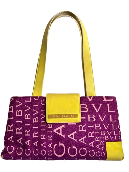 BVLGARI Handbags - Authentic Bvlgari Logomania Purple and Yellow Handbag in great condition ￼💜